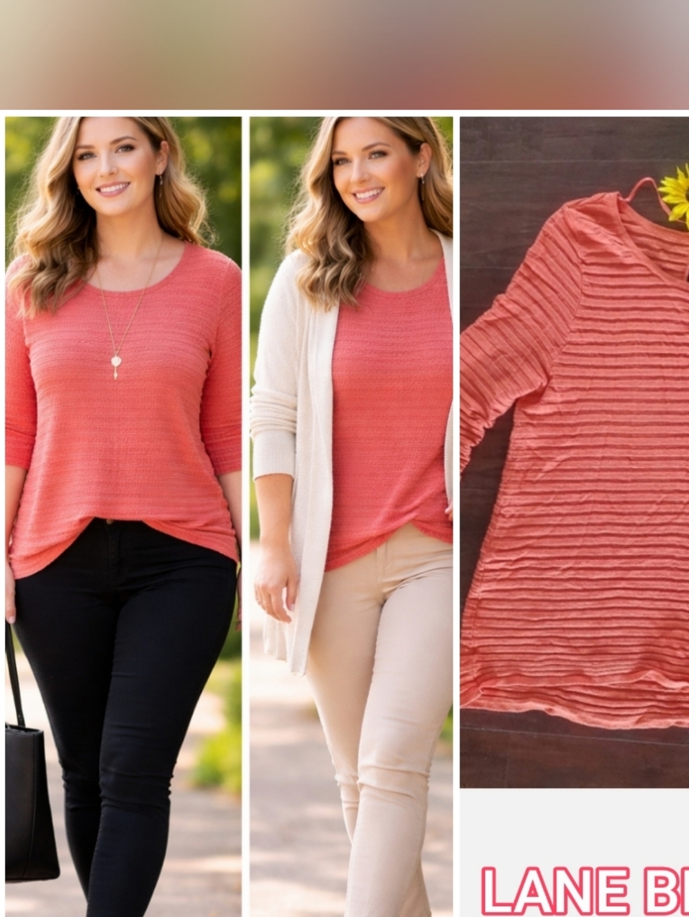 LANE BRYANT SALMON PINK CREW SWEATER - Picture 10 of 10